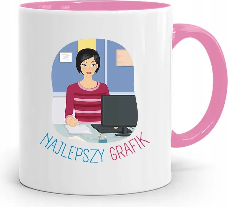 Rózsaszín Bögre Ajándék A Legjobb Grafikusnak! fényképes nyomattal