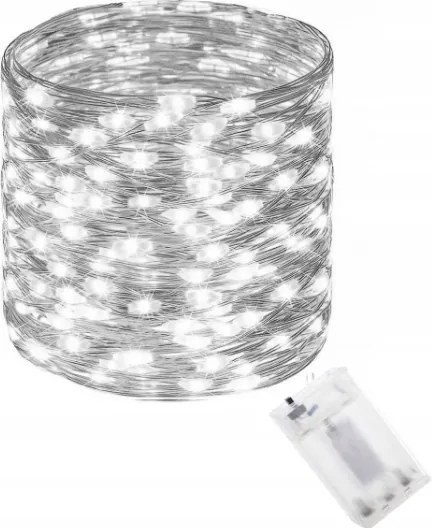 Led Lámpa Világítás Vezetékek Elemes 100 Led 10 M Hideg Fehér