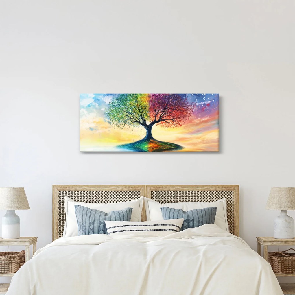 Kép – Évszakok festett fája (120x50 cm)