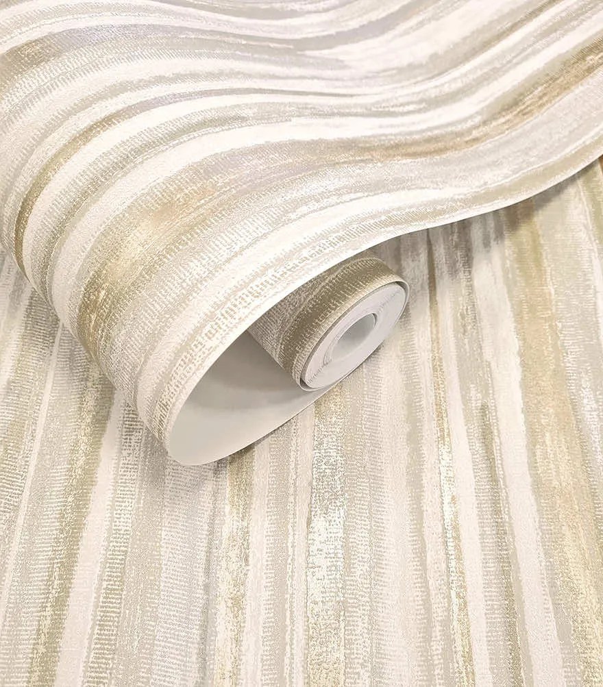 Holden Decor Textura Calico arany-ezüst csíkos texturált vlies tapéta – 66211