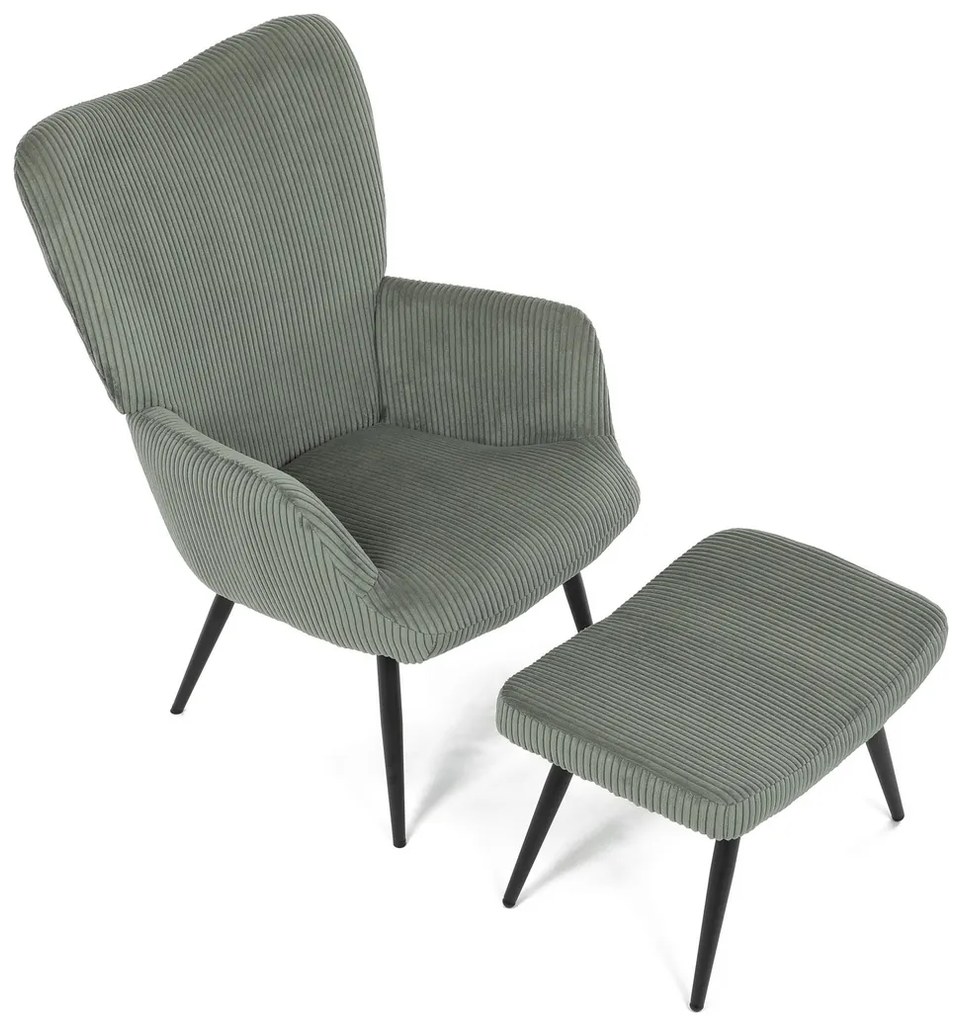Pihenőfotel lábtartóval L7285 GRN6, zöld