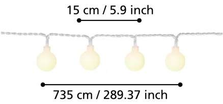 Eglo 900239 - LIBISA kültéri LED dekorációs lánc 50xLED/0,066W/4,5V IP44