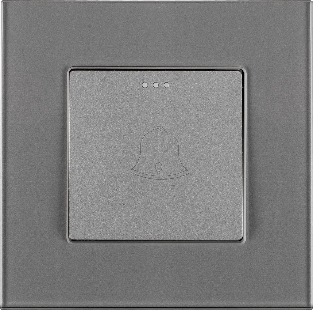 Csengőgomb Nyomógomb Visszapattanó Üveg Szürke Miuun