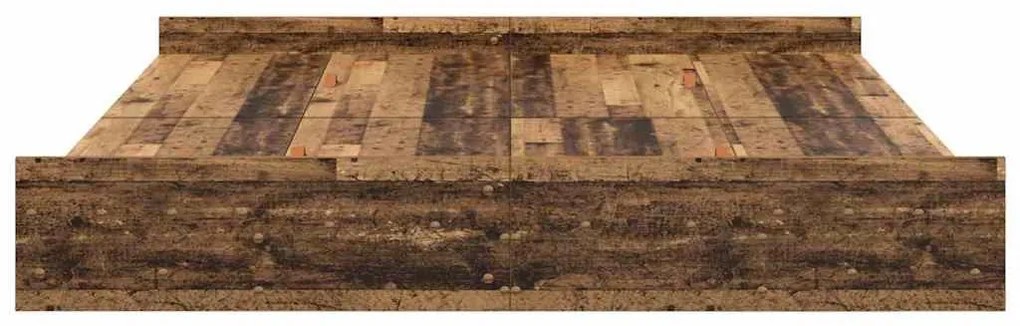 Ágykeret tárolóval fejtámlával Régi fa 200 x 200 cm Faanyag