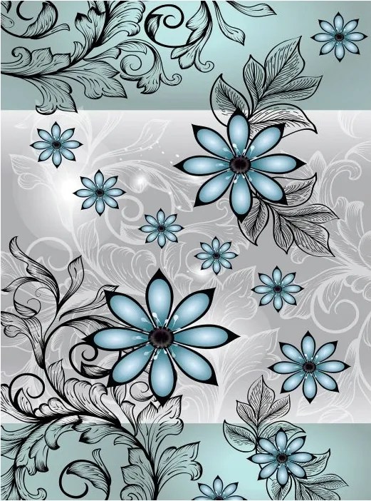 Fotótapéta Virágok levelekkel absztrakt és fali díszek 206x275 +ragasztó