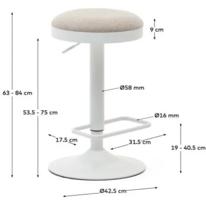 Bézs bárszék szett 2 db-os 58 cm Zaib – Kave Home