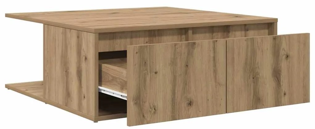 Dohányzóasztal fiókkal kézműves tölgy 80 x 80 x 31 cm Faanyag