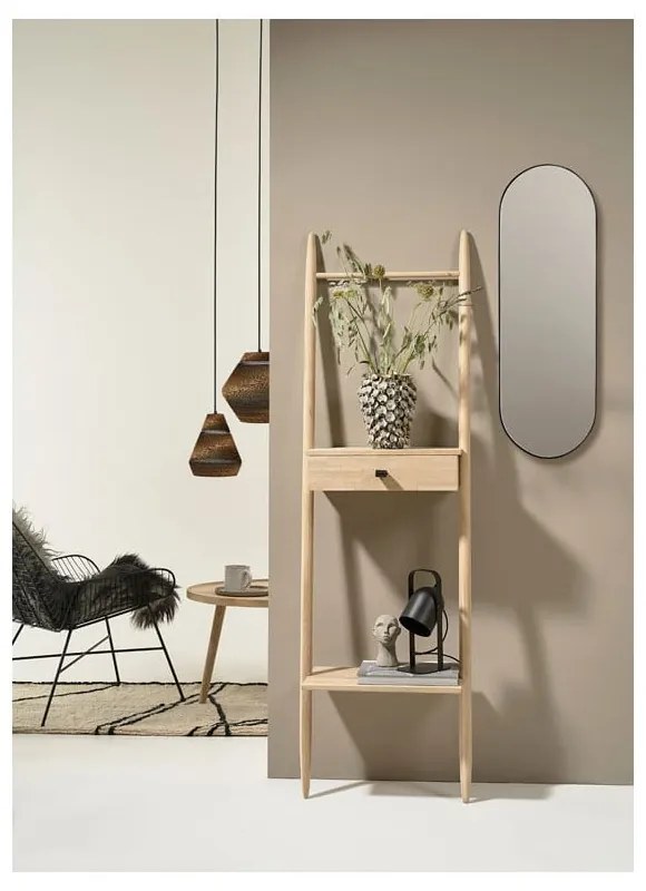 Natúr színű tölgyfa polcos állvány 30x170 cm Ebern – Villa Collection