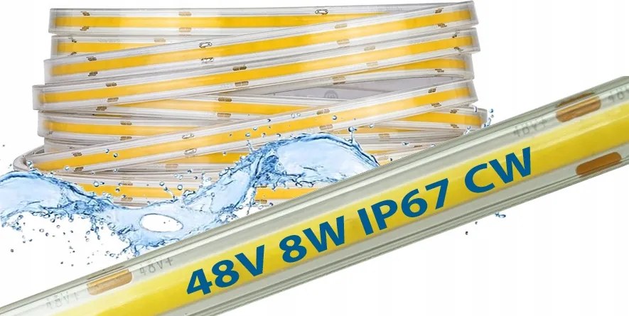 1mb Cob Led Szalag 48V 8W IP67 Neon Pro vonal Hideg termococon vízálló