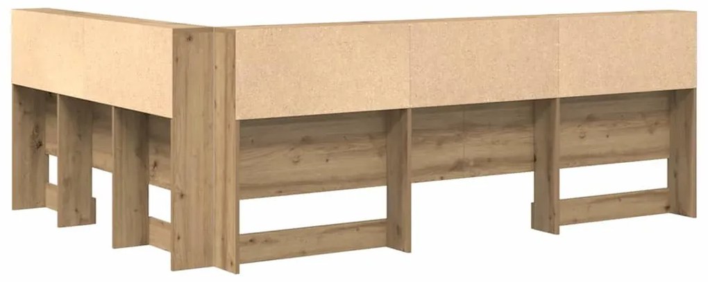 Tároló fejtámla polcokkal kézműves tölgy 150 cm Faanyag