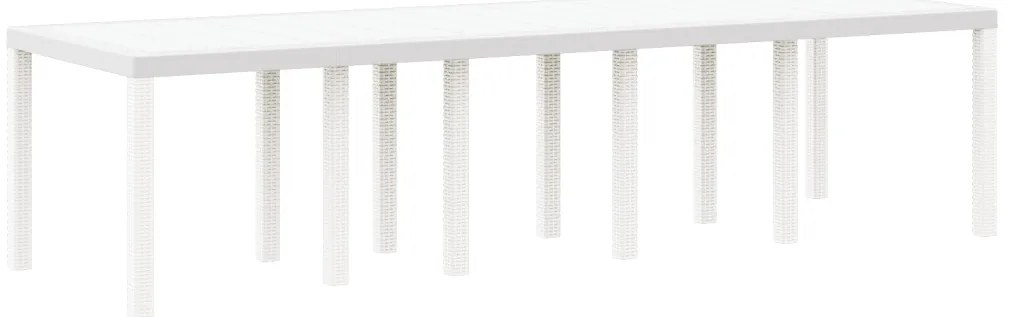 11 részes kerti étkezőszett párnákkal fehér polirattanból, Kerti asztal 150x100x73 cm fehér polirattanból, Kerti szék párnákkal 2 db fehér polirattanból, Kerti szék párnákkal 4 db fehér polirattanból