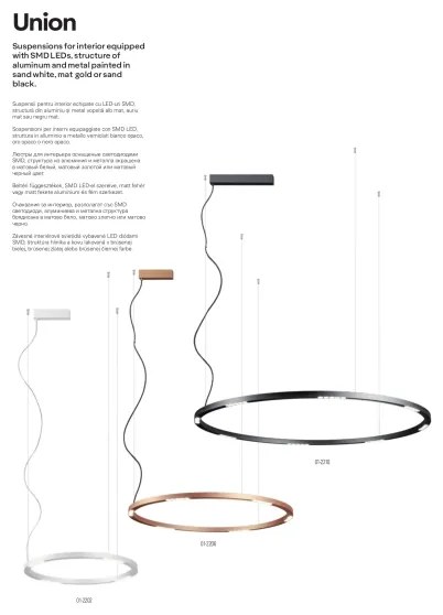 Redo 01-2202 - LED Csillár zsinóron UNION LED/34W/230V 3000K átm. 60 cm fehér