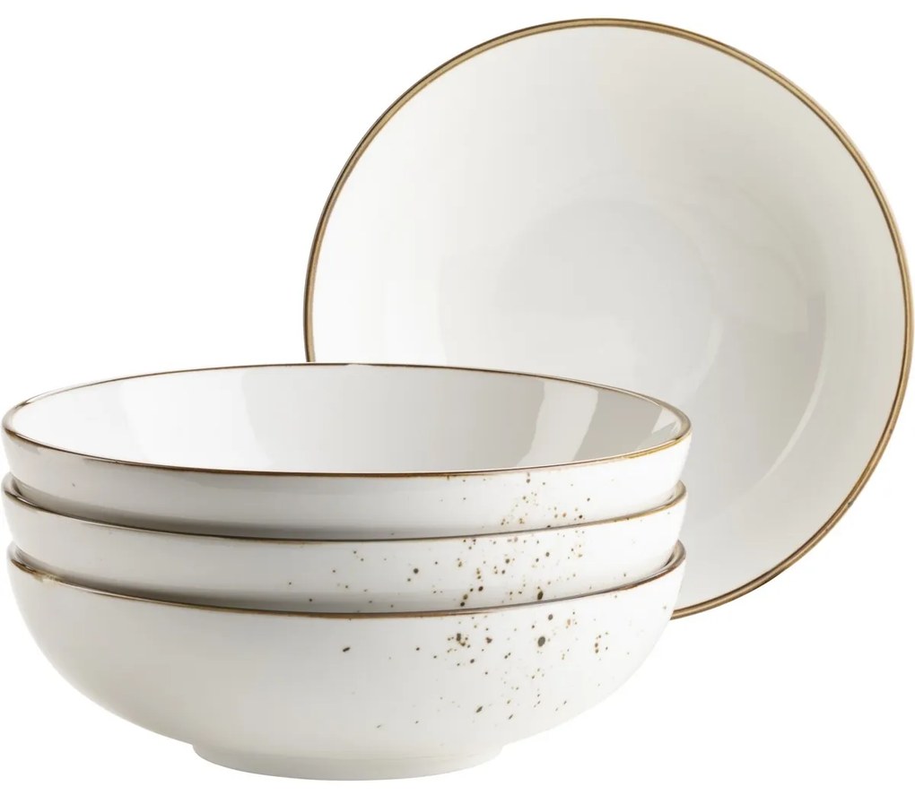 Mäser 4 részes tálkészlet Pintar White barnapöttyös 22 cm