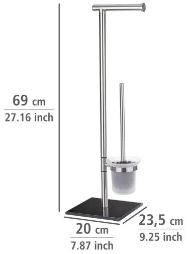 WENKO 20391100 - WC-kefe LIMA 23,5 x 69 cm rozsdamentes acél/szatén/fekete