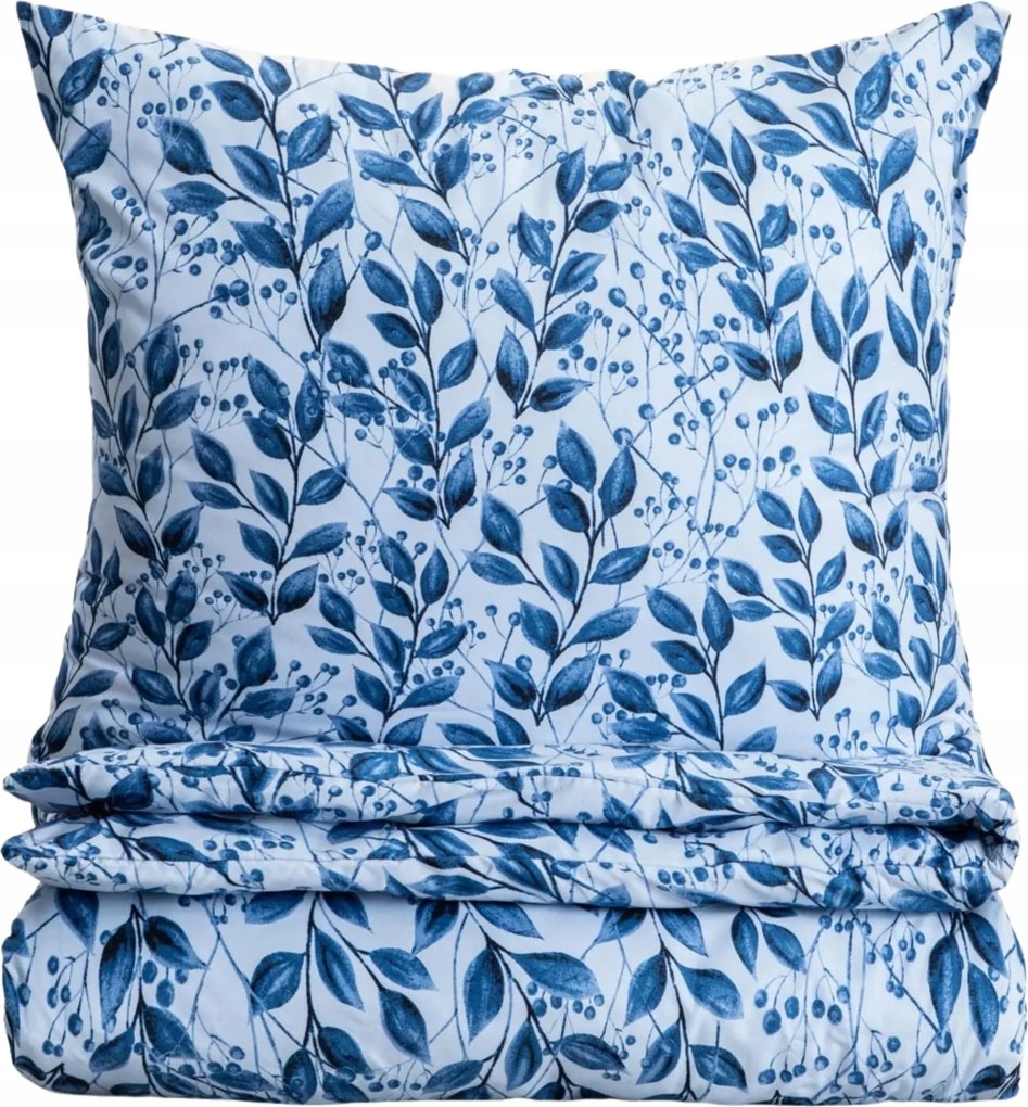 Luna mikroszálas ágyneműhuzat kék levelekkel 220x200 2*70x80 cm Homla