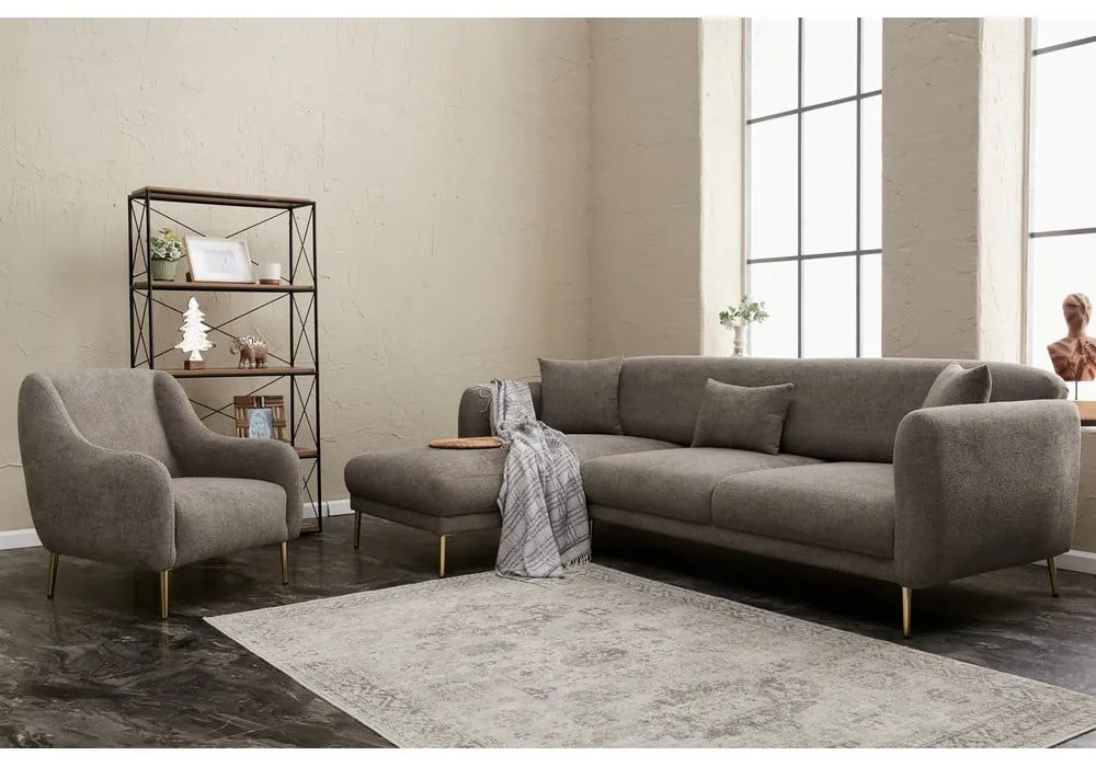 Szürke sarokkanapé (bal oldali-heverő résszel) Simena – Balcab Home