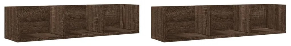 2 db barna tölgyszínű szerelt fa faliszekrény 75x18x16,5 cm