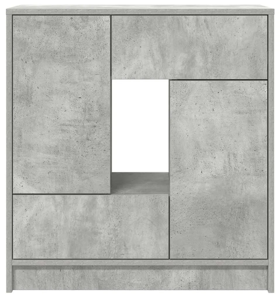 betonszürke komód fiókokkal és ajtókkal 70,5x34x74,5 cm