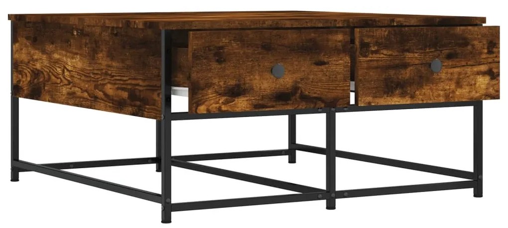 Füstös tölgy színű szerelt fa dohányzóasztal 80x80x40 cm