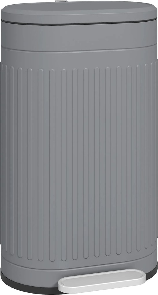 HOMCOM 30 l pedálos szemetes levehető belső vödörrel és lassan záródó fedéllel, szürke — 36,5 × 31,2 × 60,8 cm | Aosom