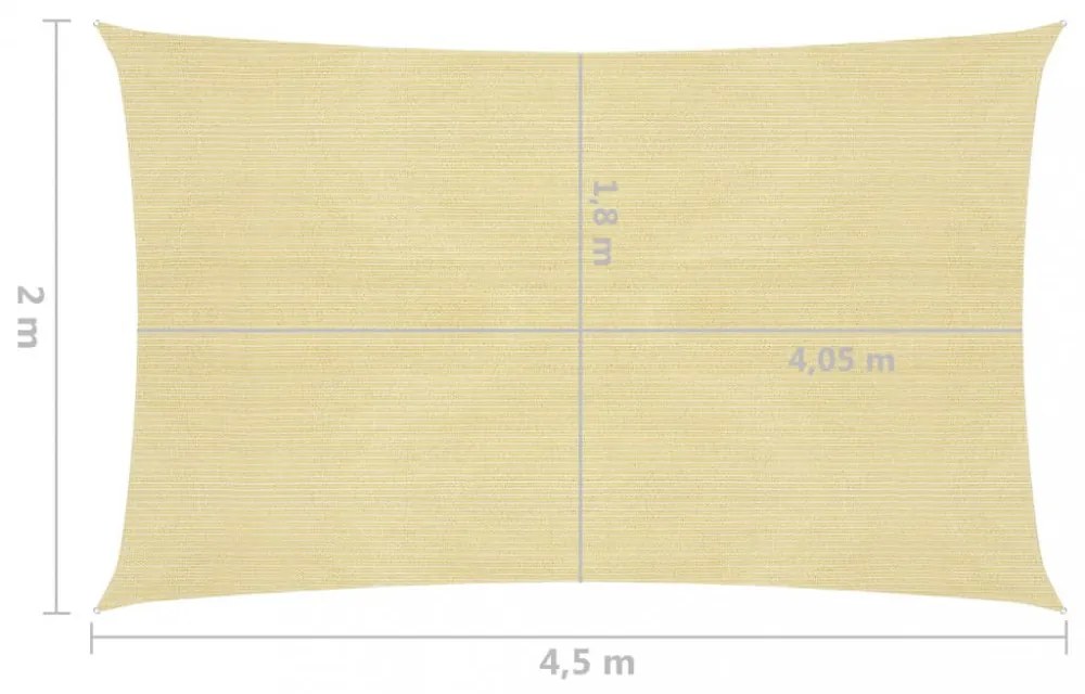 bézs HDPE napvitorla 160 g/m² 2 x 4,5 m