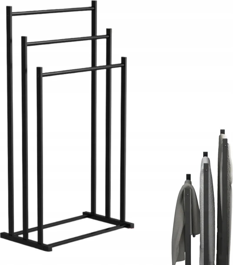 Fürdőszoba állvány törölközőtartó fekete loft álló fürdőszoba