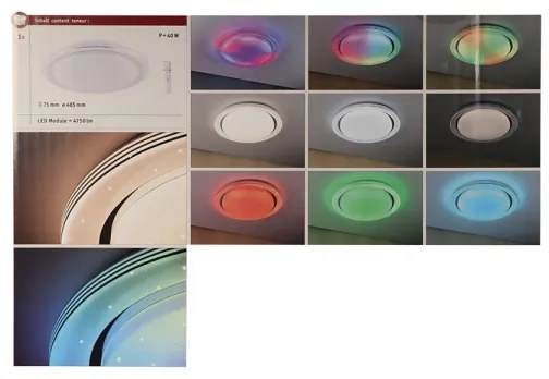 Paulmann 70547 - LED RGBW/38,5W Dimmelhető mennyezeti lámpa RAINBOW 230V + távirányító