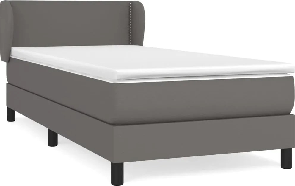 vidaXL szürke műbőr rugós ágy matraccal 80 x 200 cm