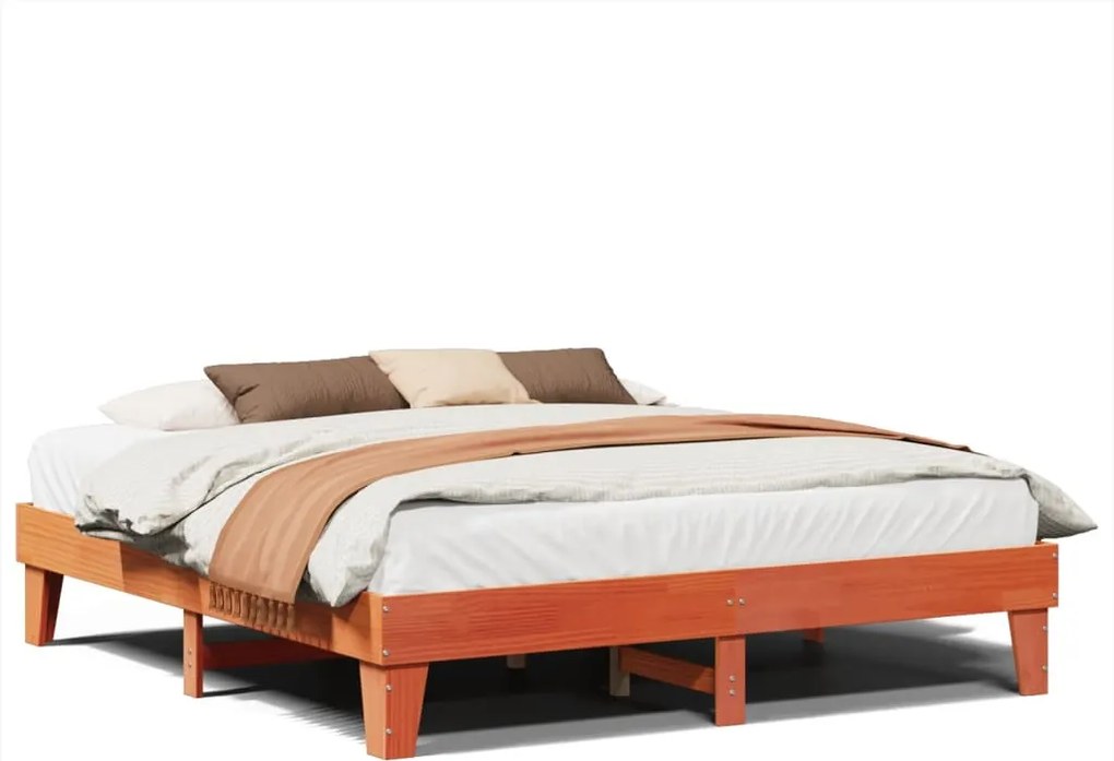 vidaXL viaszbarna tömör fenyőfa ágy matrac nélkül 200 x 200 cm