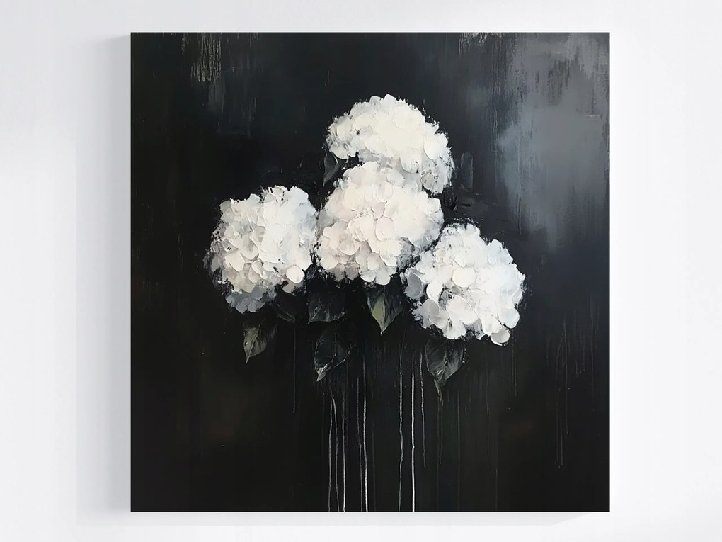 Vászonkép Canvas Grafika Kert Virágok Fehér Hortenzia Csokor 80x80