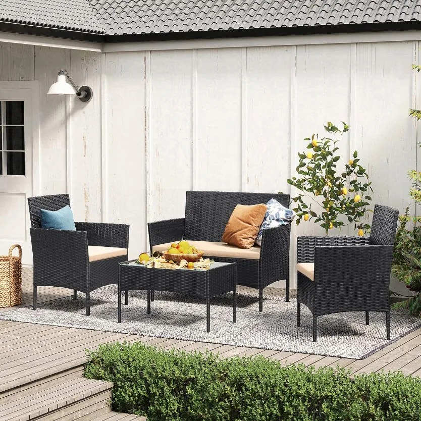 Modern kerti rattan ülőgarnitúra asztallal