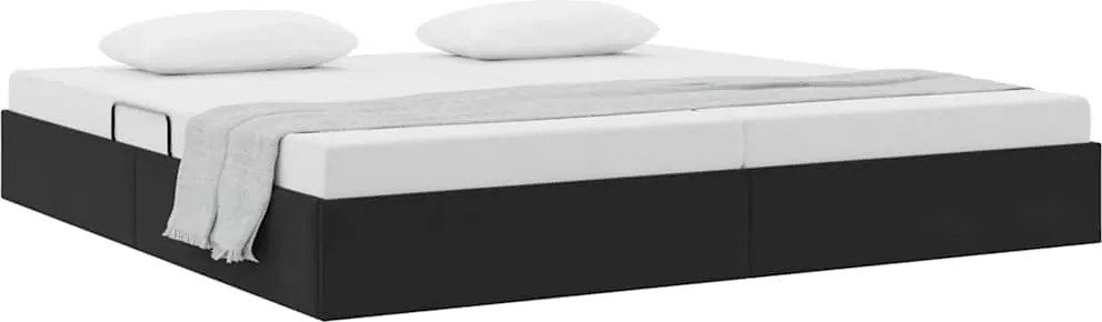 vidaXL Tárolós Ágy fejtámlával tárolóval Fekete 200 x 200 cm Bársony