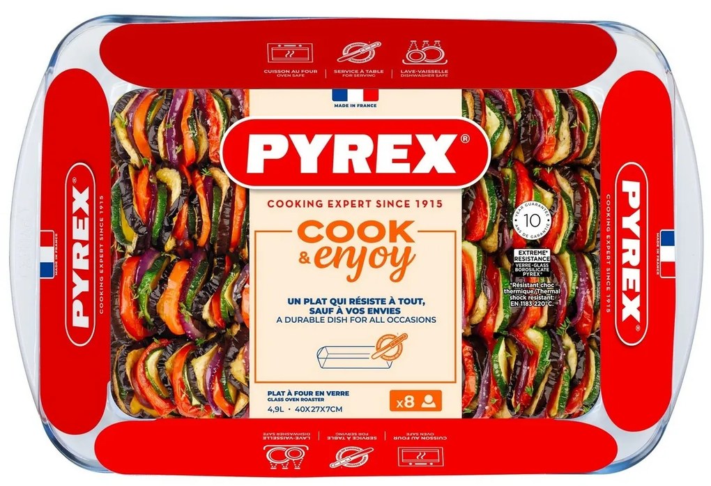 Pyrex üveg sütőtál 4,9 l, 40 x 27 x 7 cm, L