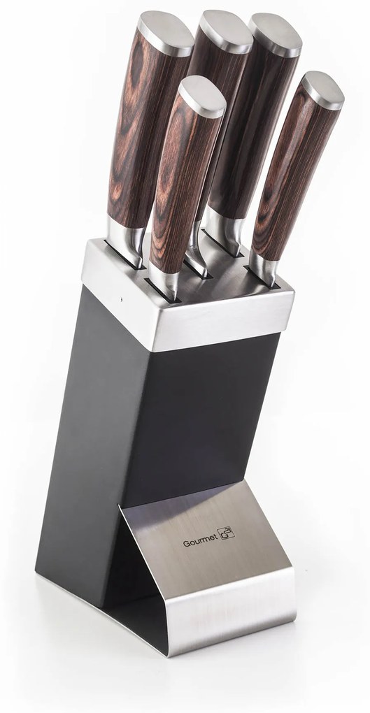 G21 Gourmet Dynamic 5 darabos késkészlet fekete acél tartóval (60022163)