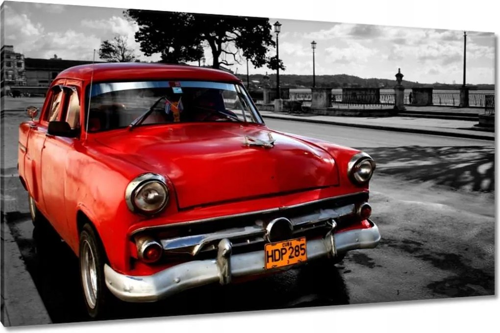 Vászonkép 120x70 Kubai piros autó