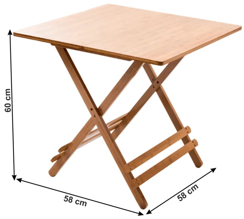 Denice Összecsukható bambusz asztal, 58 x 58 x 60 cm