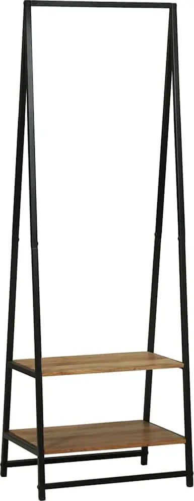 vidaXL Ruhafogó polcokkal Fekete 60 x 45 x 180 cm Tömör Akácfa