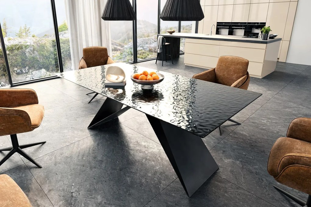 GIORDANO prémium üveg étkezőasztal - 200cm