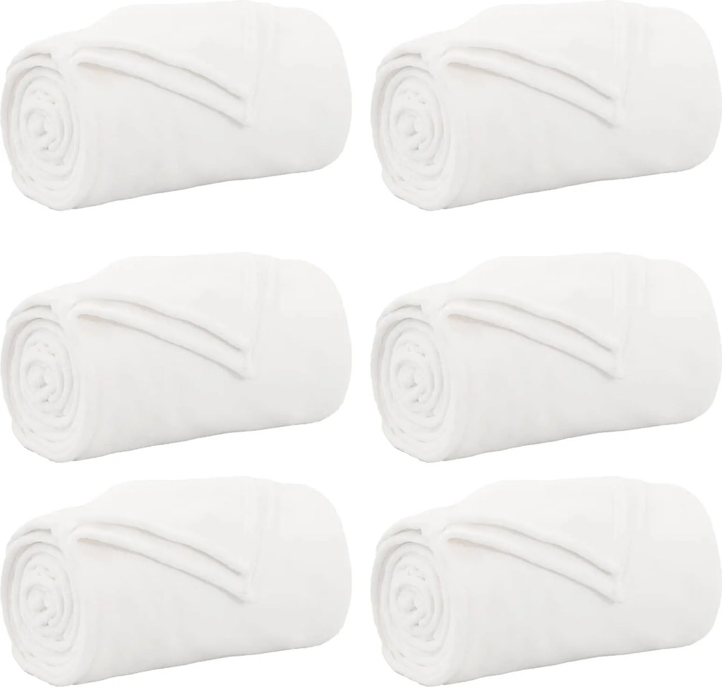 vidaXL Takarók 6 pcs Fehér 130 x 150 cm Gyapjú