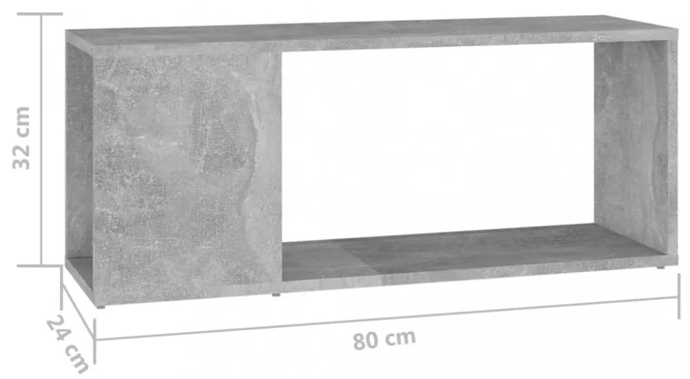 betonszürke szerelt fa TV-szekrény 80 x 24 x 32 cm
