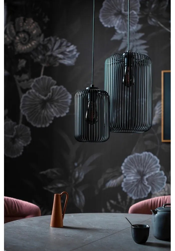 Fekete függőlámpa fém búrával ø 25 cm Cage – Fischer & Honsel