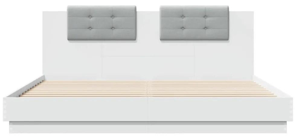 fehér ágykeret fejtámlával és LED-világítással 180 x 200 cm