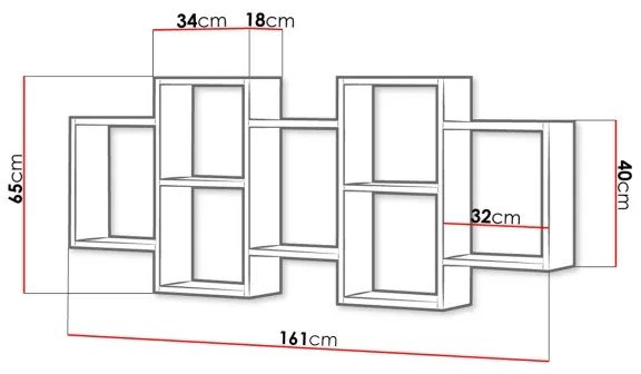Fali polc TRIO 65x161 cm sonoma tölgy