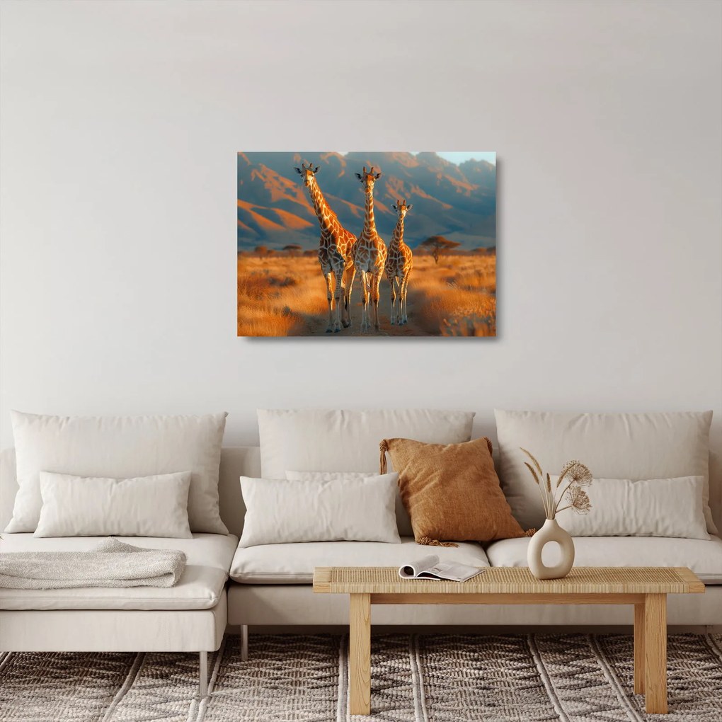 Üveg kép - Zsiráfok a legelőn (70x50 cm)