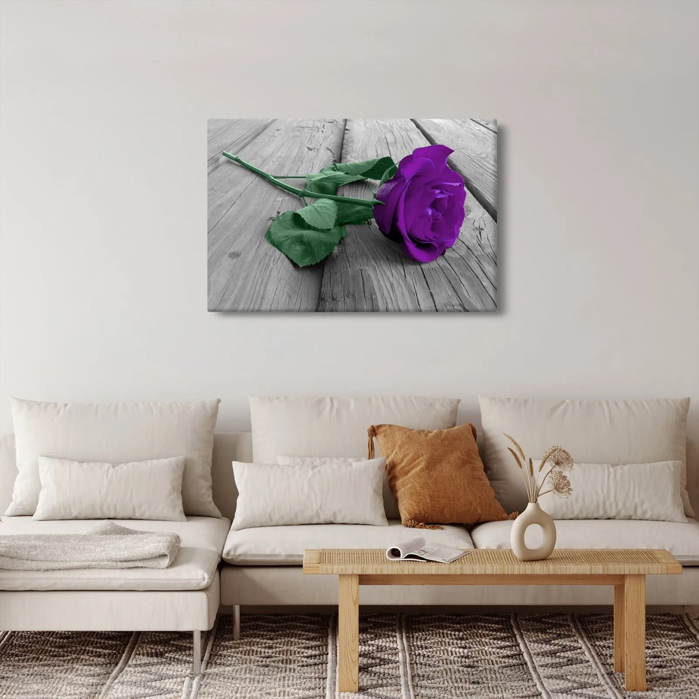 Kép - Lila rózsa zöld szárral (90x60 cm)
