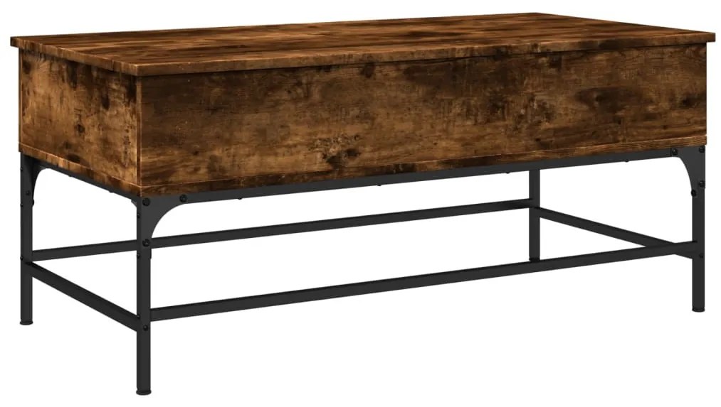 Füstös tölgy szerelt fa és fém dohányzóasztal 100 x 50 x 45 cm