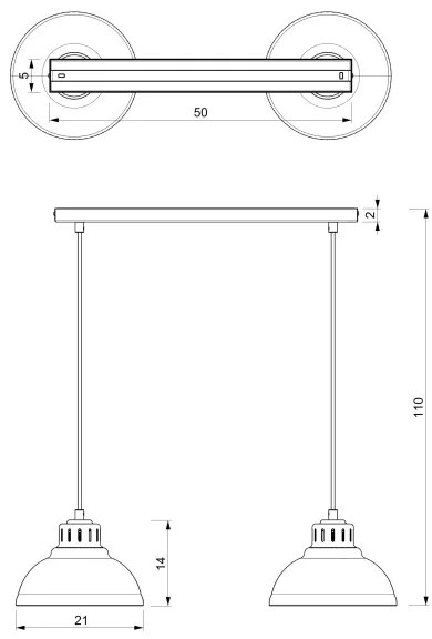 Csillár zsinóron SVEN 2xE27/15W/230V fekete