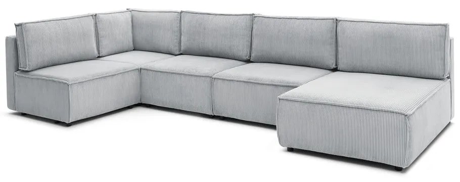 Világosszürke kordbársony sarokkanapé ("U" alakú-variálható) Nihad modular – Bobochic Paris