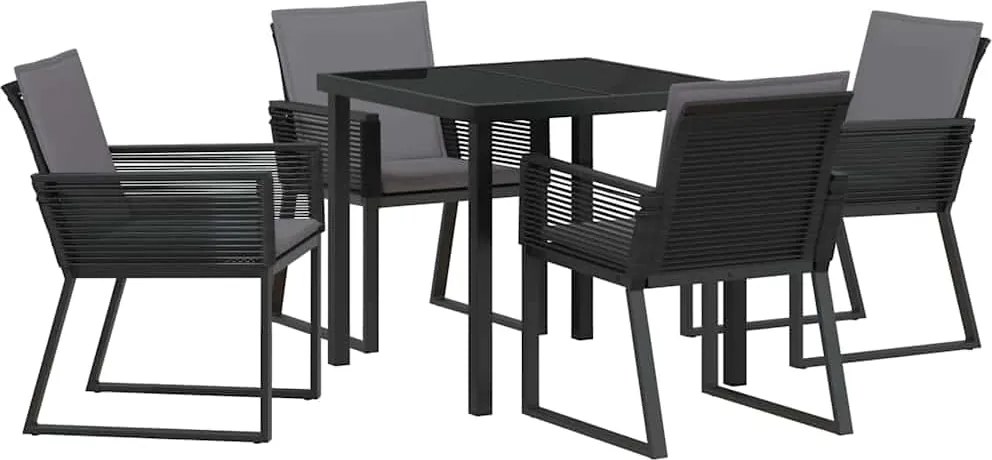 vidaXL Kert étkező szett 5 pcs Fekete Porszórt acél