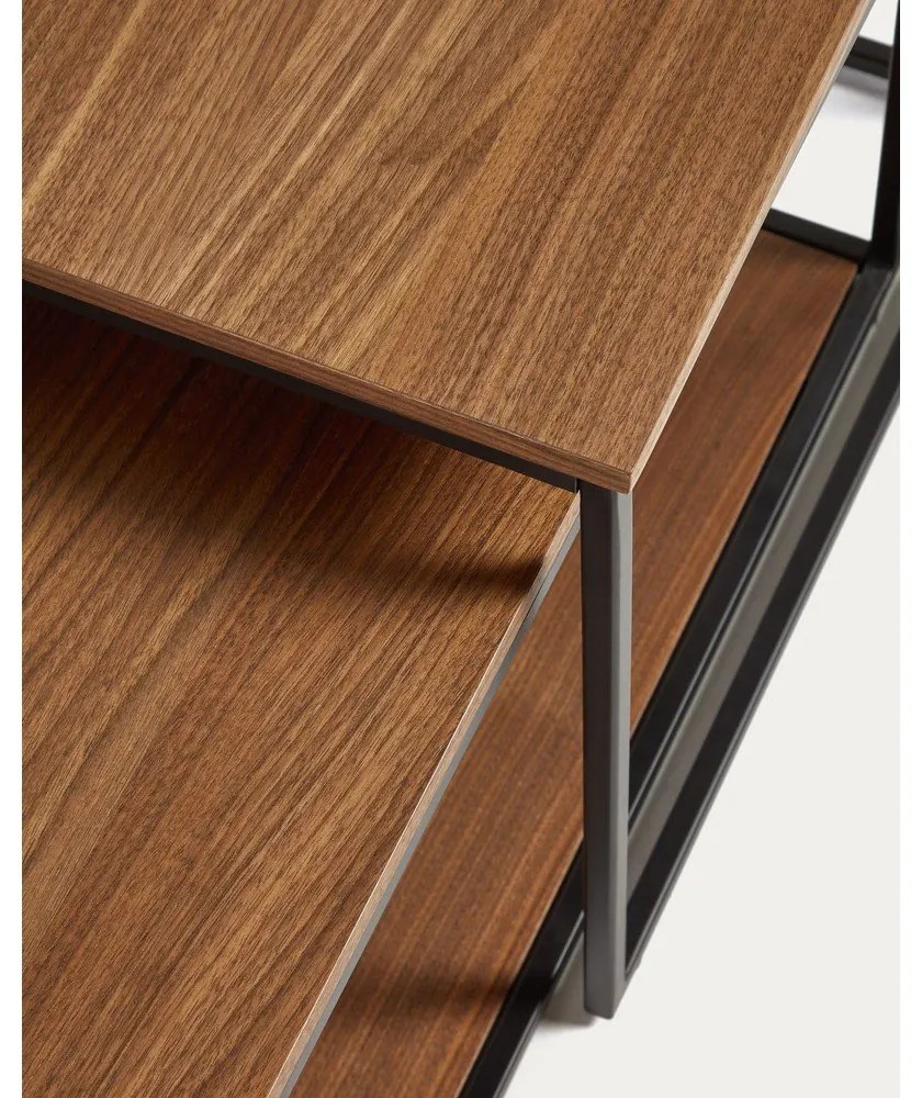 Barna dohányzóasztal szett diófa dekoros asztallappal, 2 db-os 50x100 cm Yoana – Kave Home